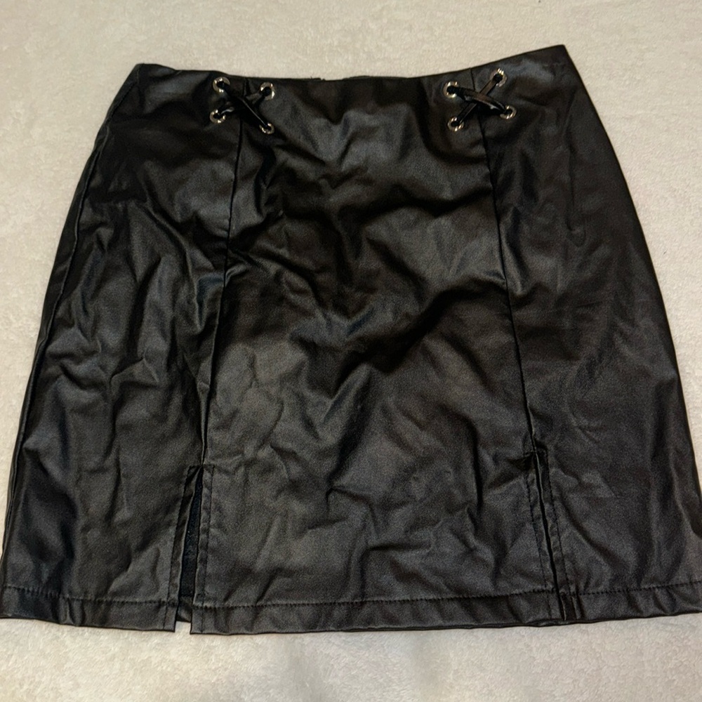 Primi black faux leather mini skirt